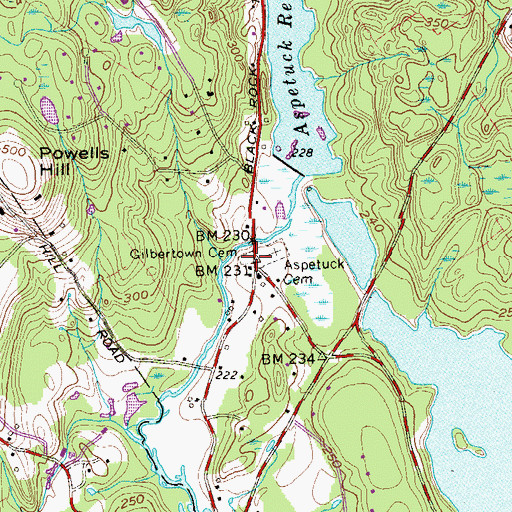 Topographic Map of Gilbertown Cemetery, CT