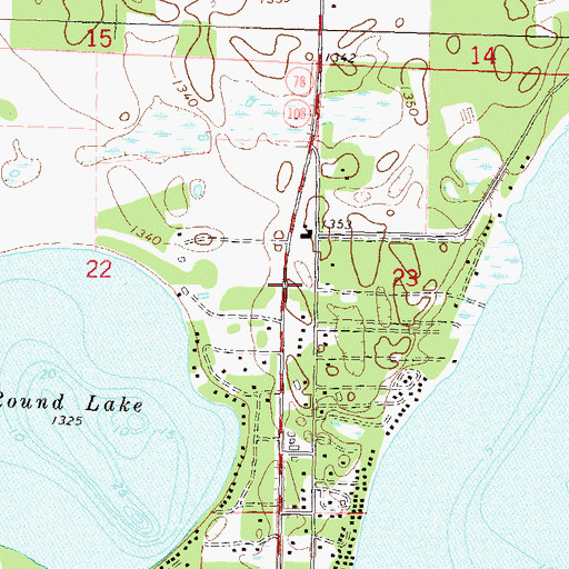 Topographic Map of Rush Lake Post Office (historical), MN