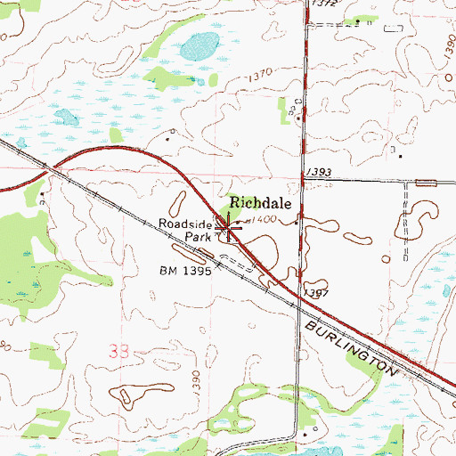 Topographic Map of Richdale Post Office (historical), MN