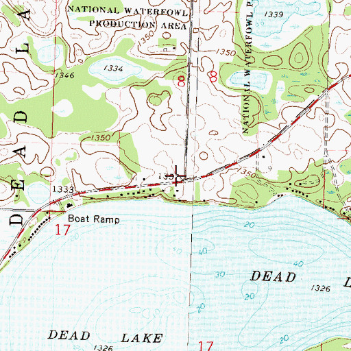 Topographic Map of Redington Post Office (historical), MN