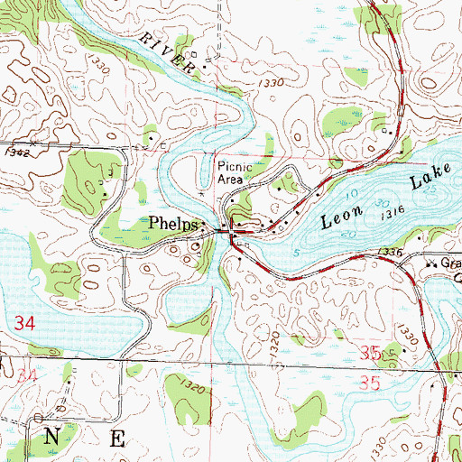 Topographic Map of Phelps Post Office (historical), MN