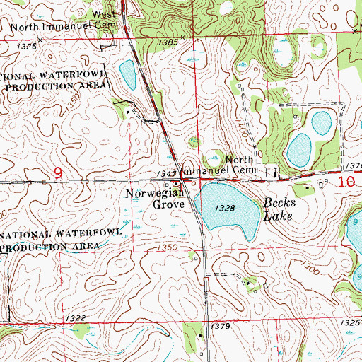 Topographic Map of Norwegian Grove Post Office (historical), MN