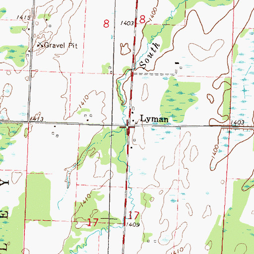 Topographic Map of Lyman Post Office (historical), MN