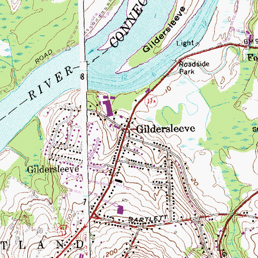 Topographic Map of Gildersleeve, CT