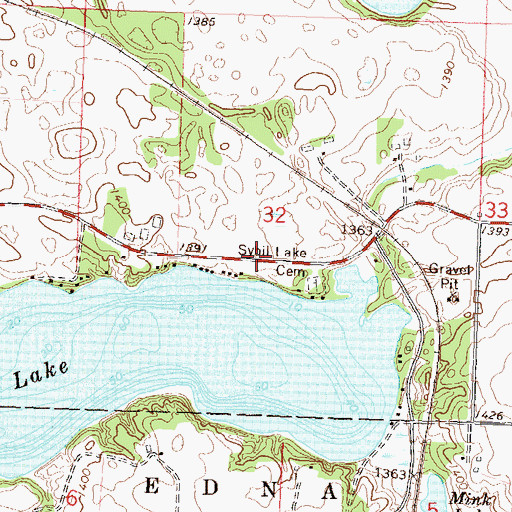 Topographic Map of Lake Sybil Post Office (historical), MN
