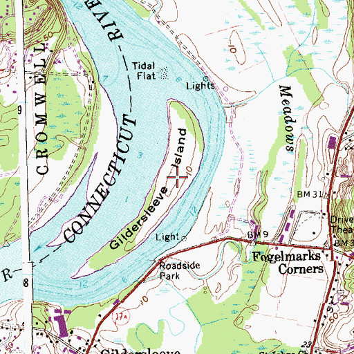 Topographic Map of Gildersleeve Island, CT
