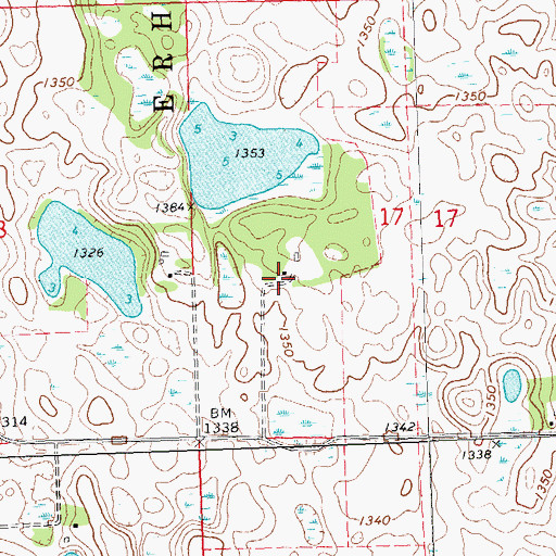 Topographic Map of Erhards Grove Post Office (historical), MN