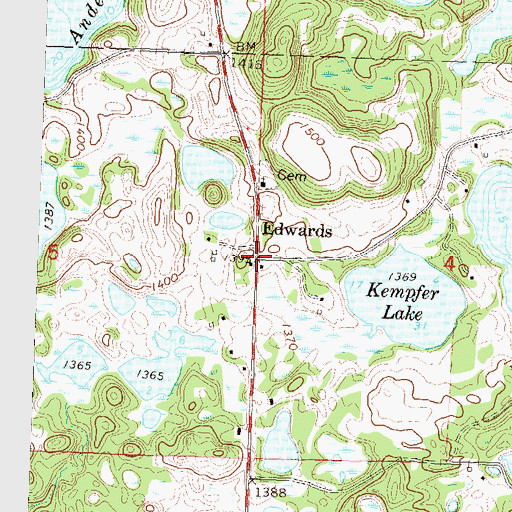 Topographic Map of Edwards Post Office (historical), MN