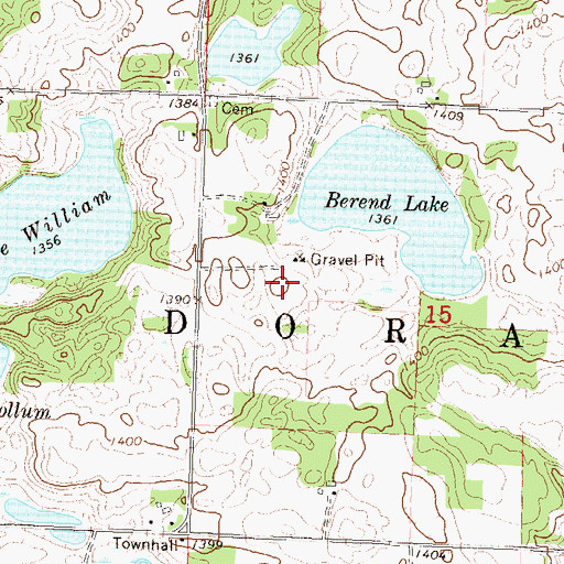 Topographic Map of Dora Post Offie (historical), MN