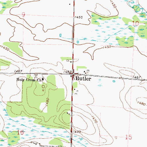 Topographic Map of Butler Post Office (historical), MN