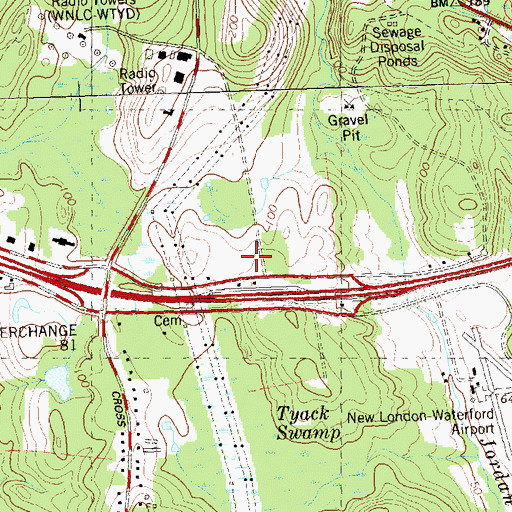 Topographic Map of Gilead Church, CT