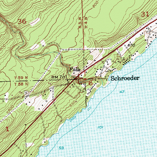 Topographic Map of Cross River Wayside Rest Area, MN