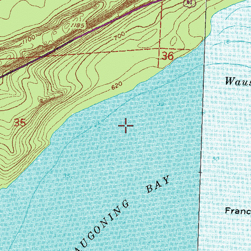 Topographic Map of Wayswaugoing Bay Overlook, MN