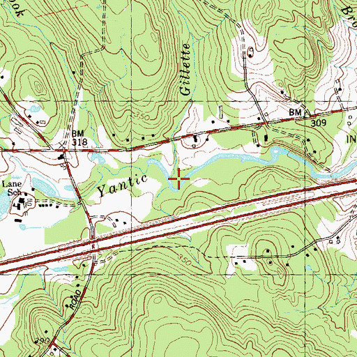 Topographic Map of Gillette Brook, CT
