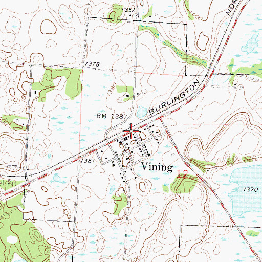 Topographic Map of Vining Post Office, MN