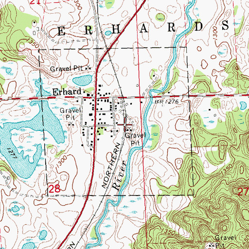 Topographic Map of Erhard (historical), MN