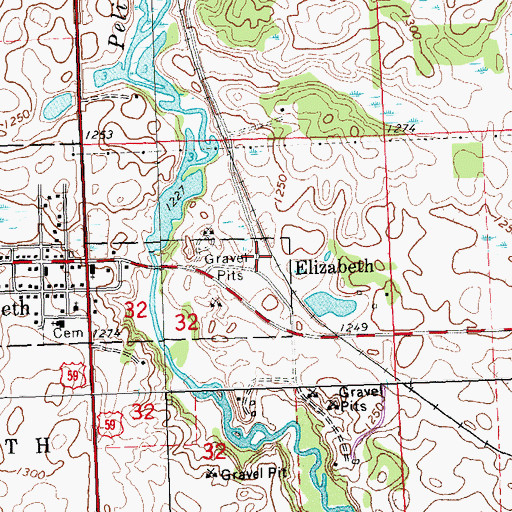 Topographic Map of Elizabeth (historical), MN