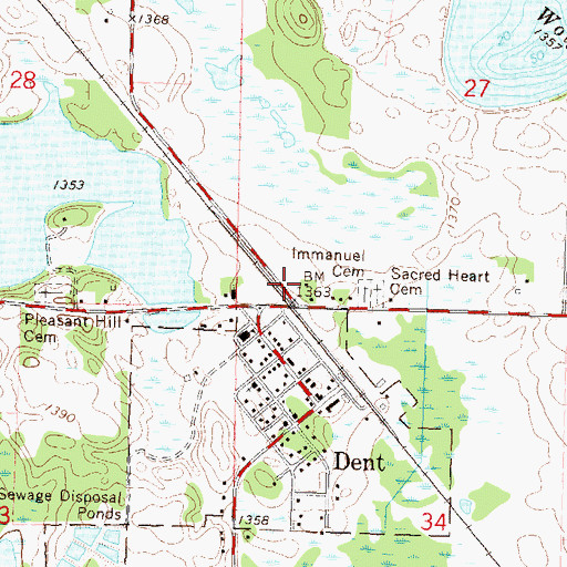 Topographic Map of Dent, MN