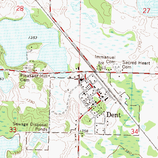 Topographic Map of Sacred Heart Church, MN