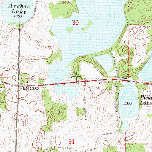 Topographic Map of Seclusion Point Campground, MN