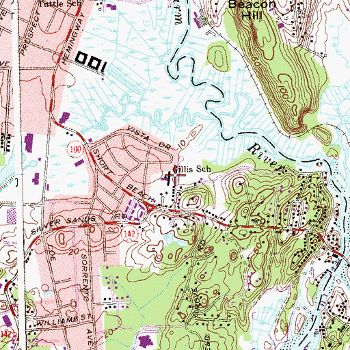 Topographic Map of Gillis School, CT