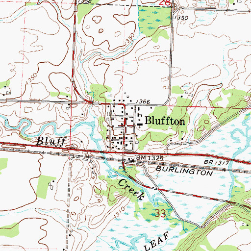 Topographic Map of Bluffton Post Office (historical), MN