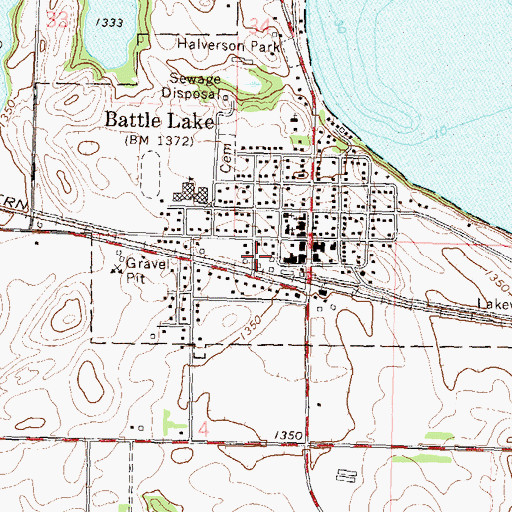 Topographic Map of Battle Lake Fire Department, MN
