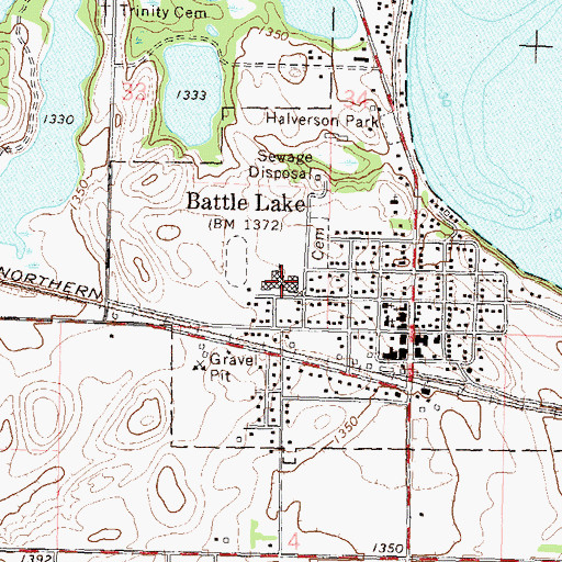 Topographic Map of Battle Lake Public School, MN