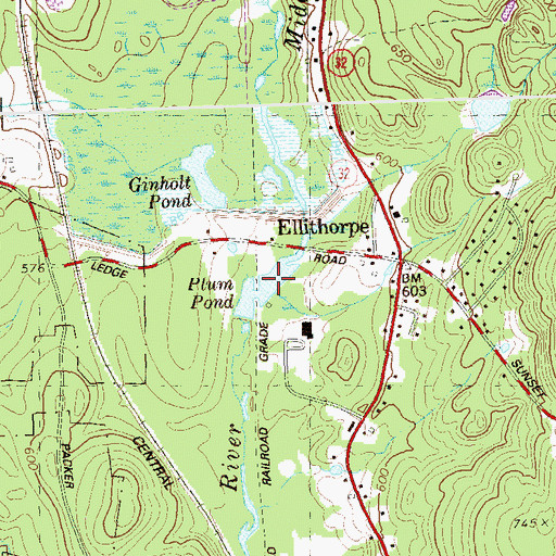 Topographic Map of Ginholt Pond, CT