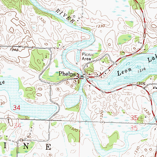 Topographic Map of Phelps Mill Bridge, MN