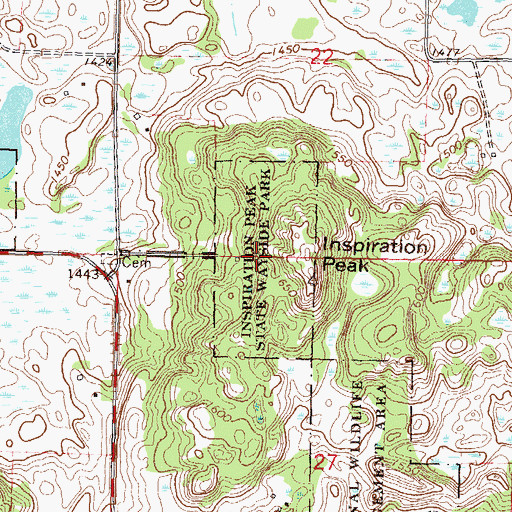 Topographic Map of Geology of Inspiration Peak Geological Marker, MN