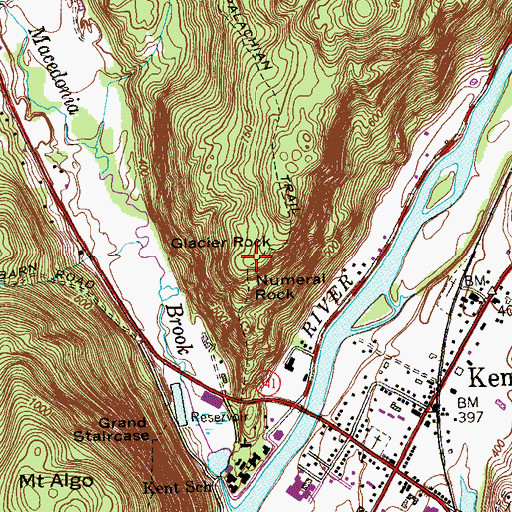 Topographic Map of Glacier Rock, CT