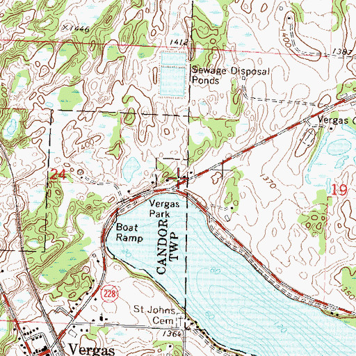 Topographic Map of Long Lake - Vergas Rest Area, MN
