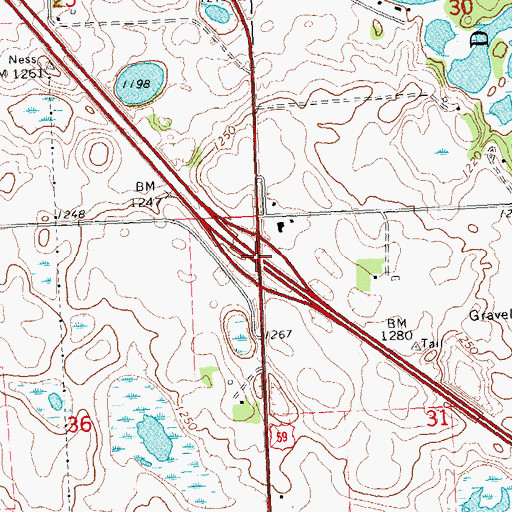 Topographic Map of Interchange 61, MN