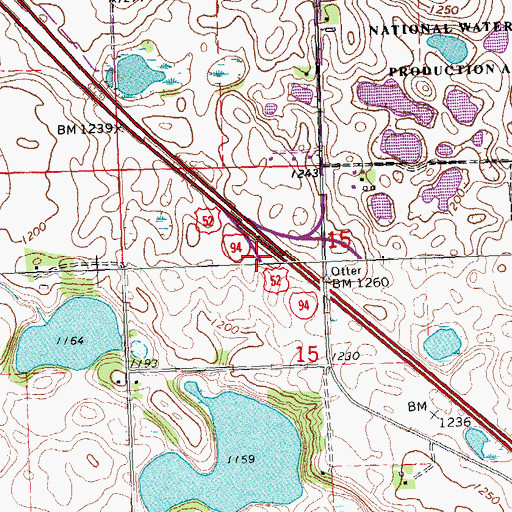 Topographic Map of Interchange 57, MN