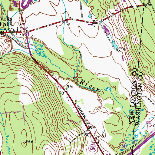Topographic Map of Glade Brook, CT