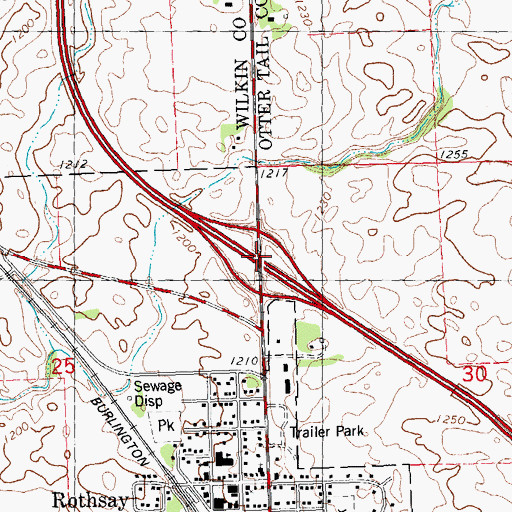 Topographic Map of Interchange 38, MN