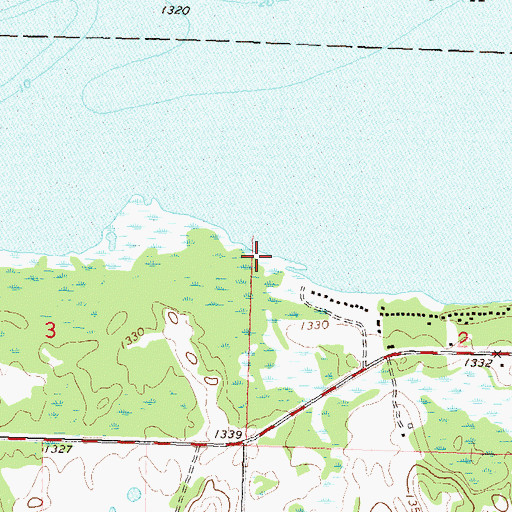 Topographic Map of Woodland Beach Resort and Campground, MN