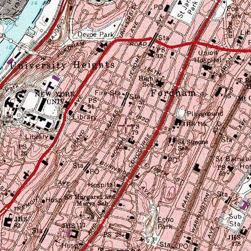 Topographic Map of New York Ladder Company 33, NY