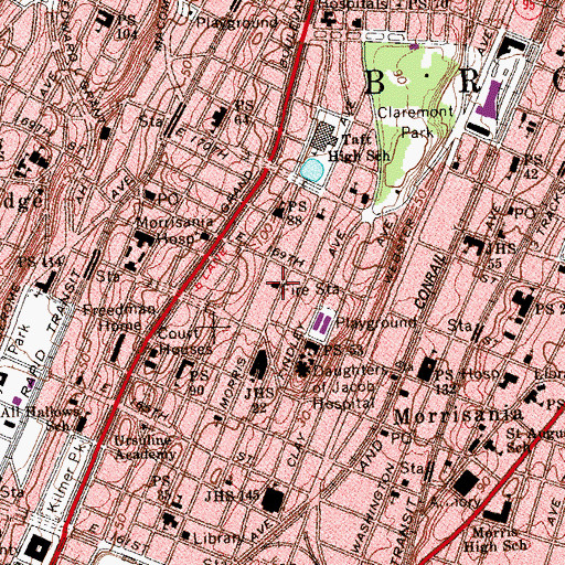 Topographic Map of New York Ladder Company 44, NY