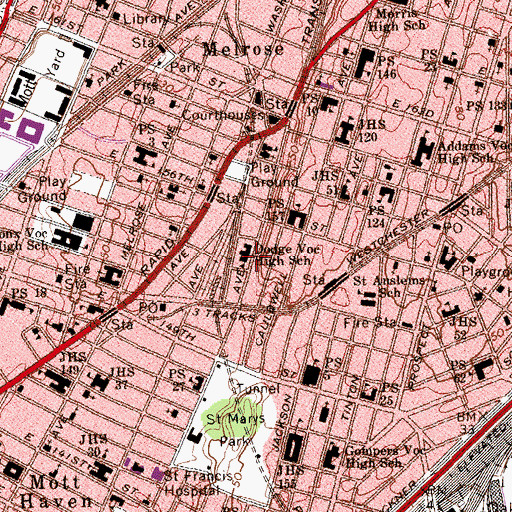 Topographic Map of High School for Careers In Sports, NY