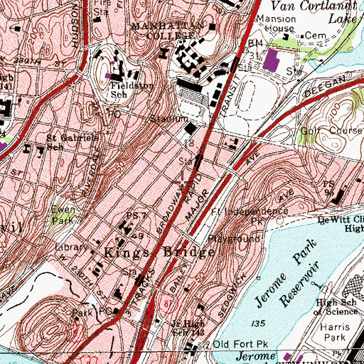 Topographic Map of New York Police Department 50th Precinct Station, NY