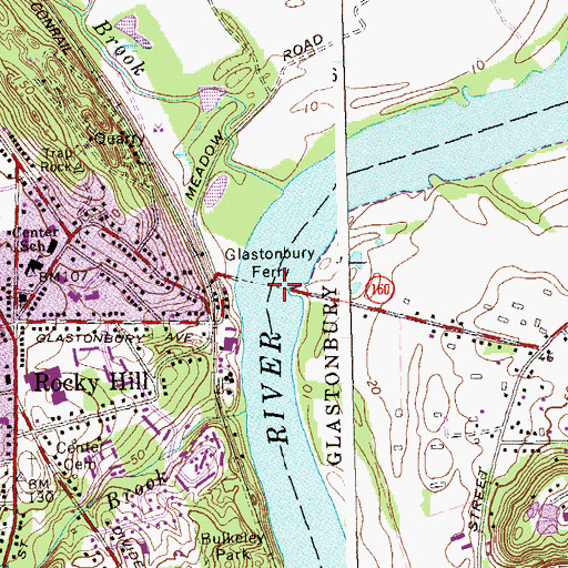 Topographic Map of Glastonbury Ferry, CT