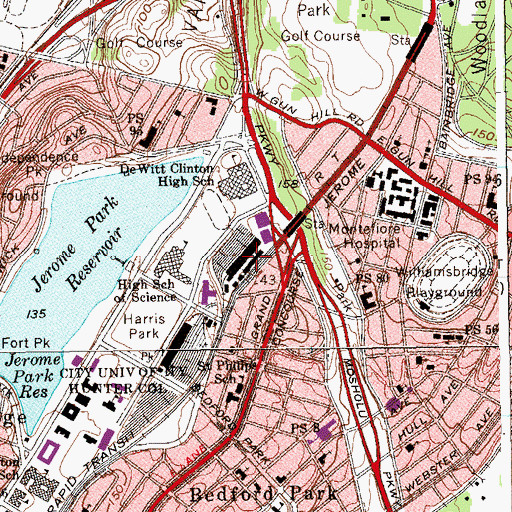 Topographic Map of Jerome Avenue Pumping Station, NY
