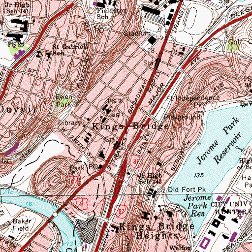 Topographic Map of Kingsbridge Plaza, NY