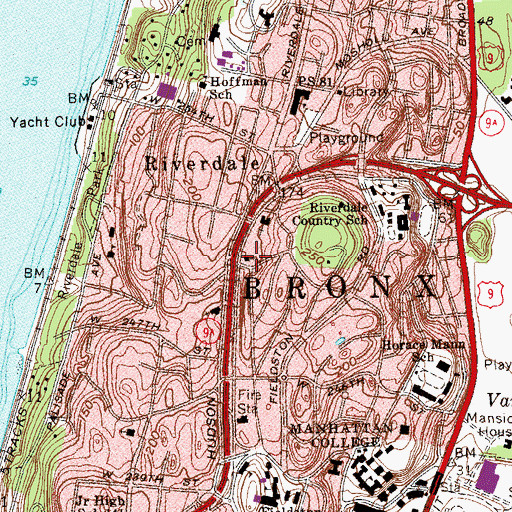 Topographic Map of Conservative Synagogue of Riverdale, NY