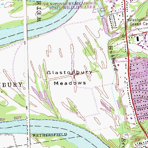 Topographic Map of Glastonbury Meadows, CT
