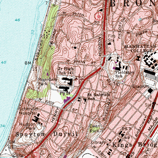 Topographic Map of Riverdale Jewish Center, NY