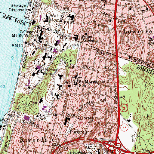 Topographic Map of Saint Margarets Roman Catholic Church, NY