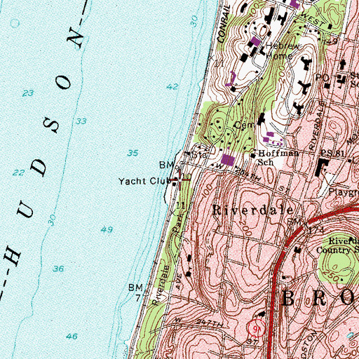 Topographic Map of Riverdale Yacht Club, NY